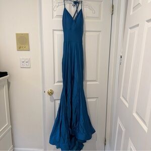 Chic Teal Halter Maxi Dress